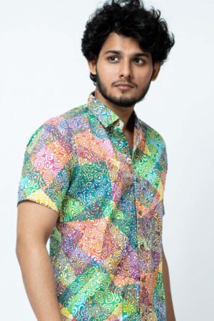 MULTI COLOUR AMOEBA PRINT MENS SHIRT - Image 3