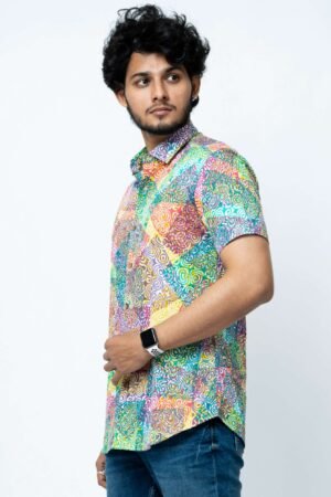 MULTI COLOUR AMOEBA PRINT MENS SHIRT - Image 4