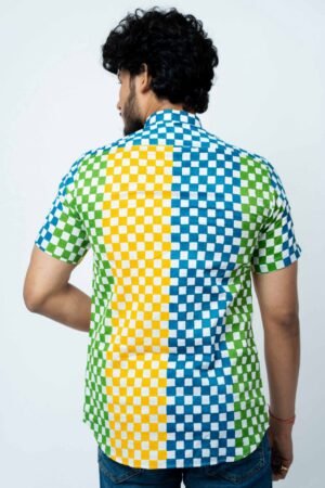 MULTI COLOUR BLOCK PRINT MENS CHECKS SHIRT - Image 6