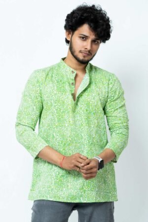 NEON GREEN  DOODLE ART CLASSIC  FIT KURTA
