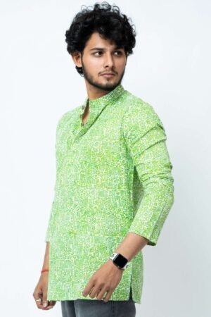 NEON GREEN  DOODLE ART CLASSIC  FIT KURTA - Image 2