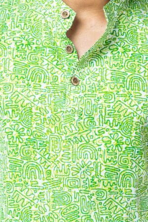 NEON GREEN  DOODLE ART CLASSIC  FIT KURTA - Image 5