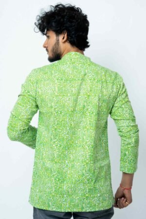NEON GREEN  DOODLE ART CLASSIC  FIT KURTA - Image 6