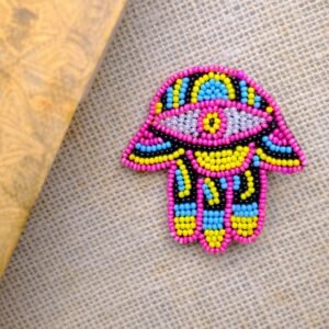 Pink Hamsa Brooch