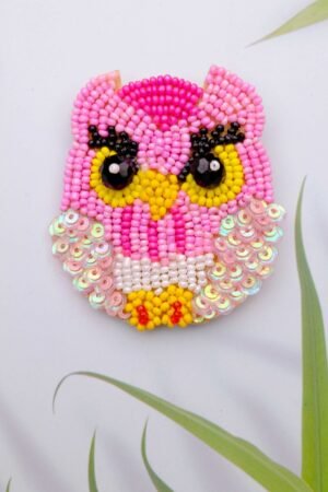Pink Owl Brooch