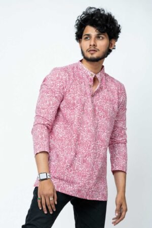 RED DOODLE  ART CLASSIC  FIT KURTA - Image 2