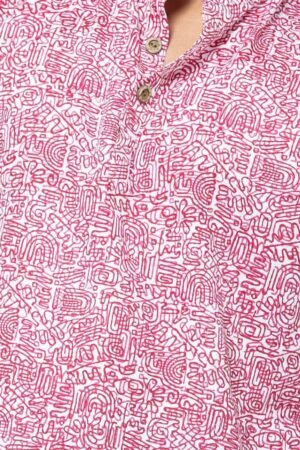 RED DOODLE  ART CLASSIC  FIT KURTA - Image 4