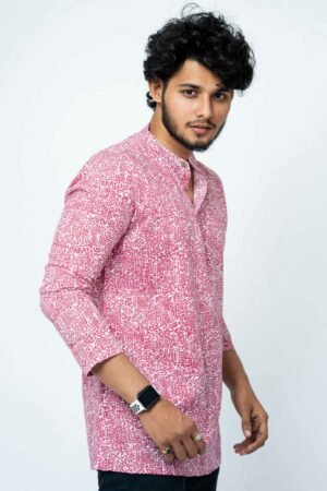 RED DOODLE  ART CLASSIC  FIT KURTA - Image 5