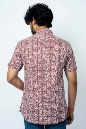 RUST PRINT SMART CASUAL COTTON SHIRT - Image 4