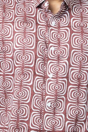 RUST PRINT SMART CASUAL COTTON SHIRT - Image 6