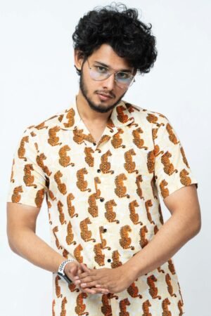SHER HAND BLOCK PRINT MENS  HALF SHIRT - Image 3