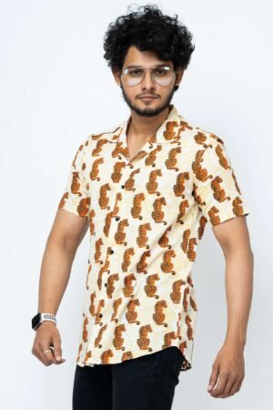 SHER HAND BLOCK PRINT MENS  HALF SHIRT - Image 4