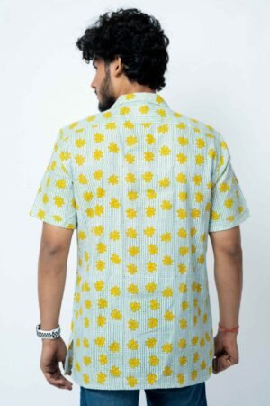 YELLOW FLORAL PRINT MENS HALF SHIRT - Image 6