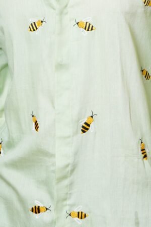 BEE PATTERN MENS HAND EMBROIDERED FULL SLEEVE SHIRT - Image 4