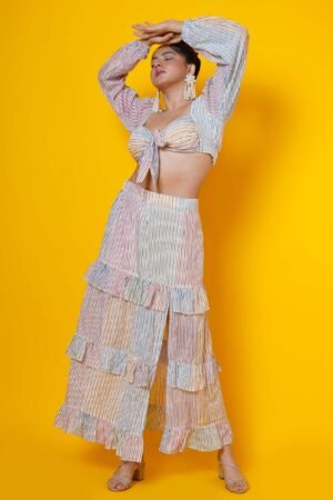 Block Print Blouse with Frill Skirt - Image 2