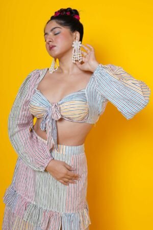 Block Print Blouse with Frill Skirt - Image 4