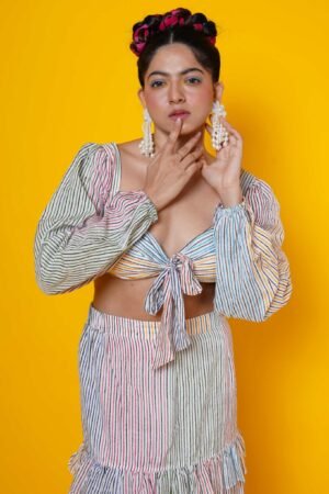 Block Print Blouse with Frill Skirt - Image 5