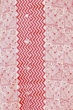 Block Print Co-ord Set in Red and Beige - Image 2