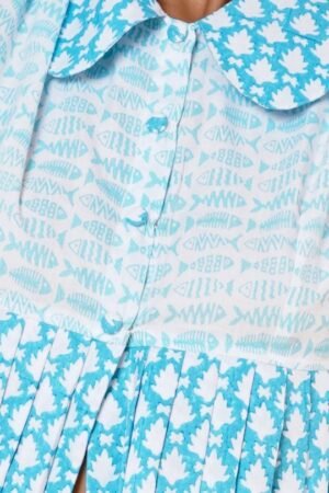 Block Print Cotton Co-ord Set in  Fish Motif - Image 5