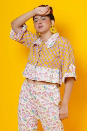 Cotton Co-ord Set in Floral and Bird Print - Image 3