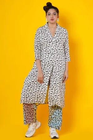 Fish Motif block print Kurta Pyajama