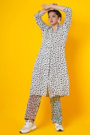 Fish Motif block print Kurta Pyajama - Image 2