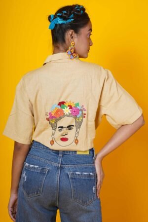 Frida Kahlo Hand Embroidered Shirt - Image 8