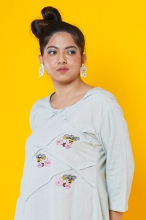 Hand Embroidered Kurti with Pintucks Detailing - Image 2