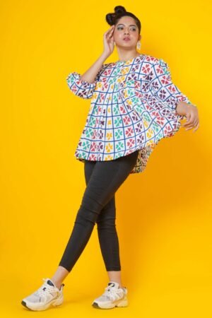 Multicolour checks and hearts Women Top - Image 4