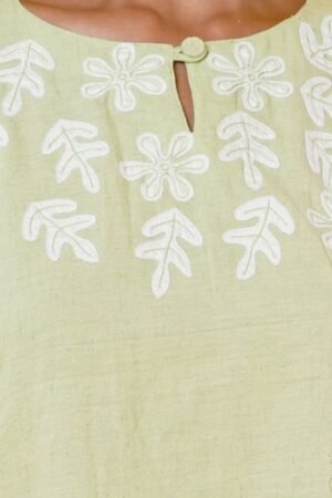 Pista colour women tunic with floral applique work - Image 5