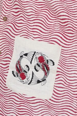 RED KOI FISH EMBROIDERED MENS CASUAL SHIRT - Image 3