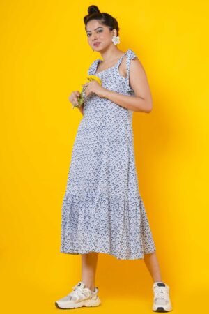 Women Block Print Blue Tunic - Image 3