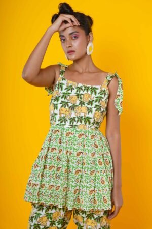 Women Block Print Co-ord Set in Elephant Print - Image 3