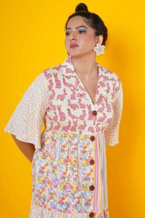 Women Block Printed Cotton Maxi Dress - Image 2