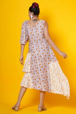 Women Block Print high low Cotton Dress - Image 5