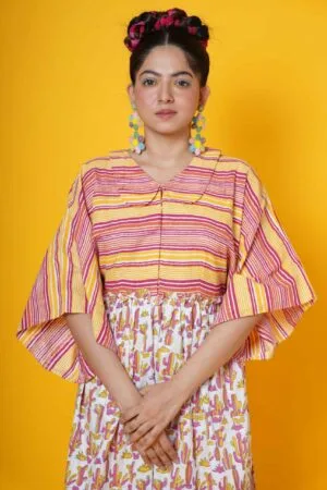 Women Block Printed Midi Dress with Cactus Motifs