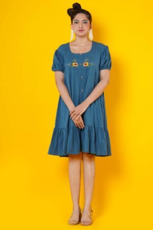 Women Hand Embroidered  Midi Dress - Image 4