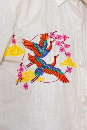 Pink Swan Hand Embroidered Women Blouse - Image 4