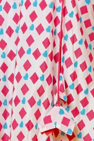 Women Block Printed  Cotton Midi Dress in Pink and Sky - Image 2