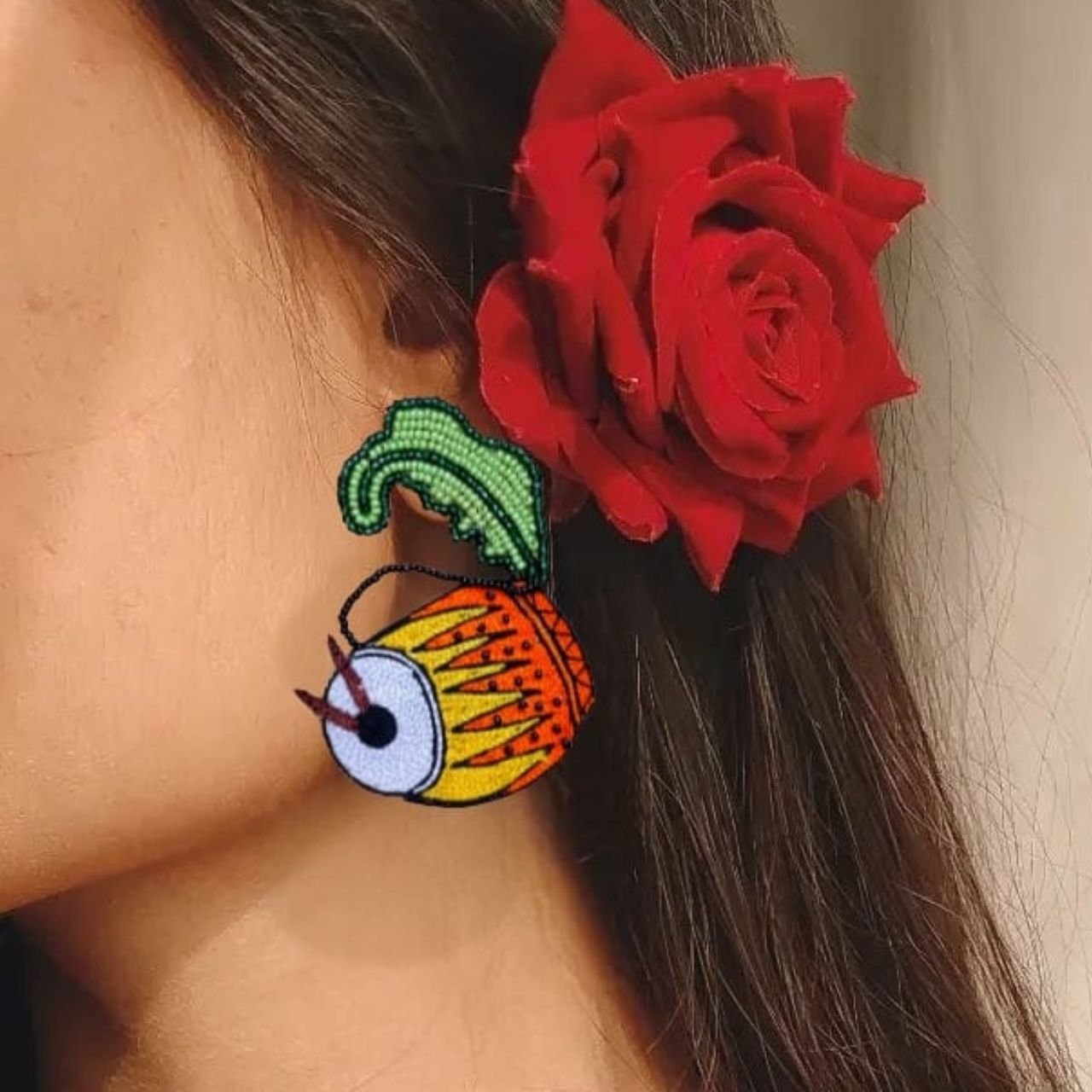 Dhak Earrings (Green Accent) - Image 3