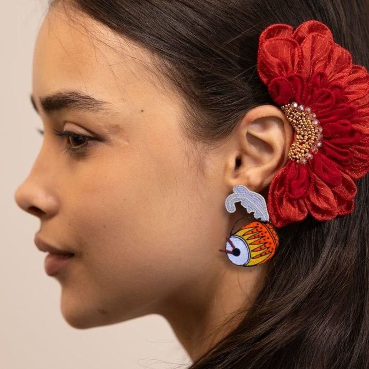 Dhak Earrings (White Accent) - Image 2