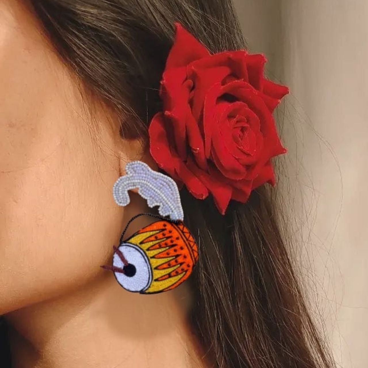 Dhak Earrings (White Accent) - Image 3