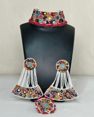 Muskan (White) - Neckpiece, Earrings and Ring