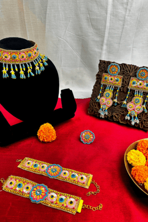 Shagun (Yellow Firozi) - Neckpiece, Earrings, Bracelets and Ring