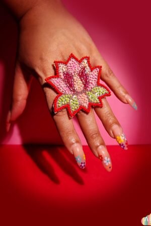 Pink-Lotus-beaded-ring