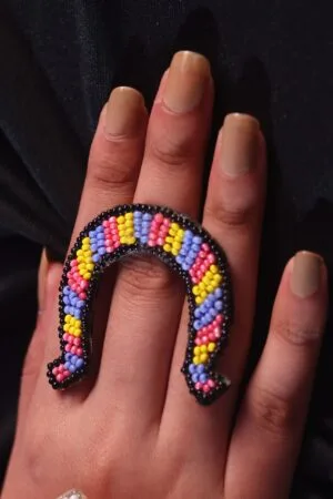 Multi-colour-U-shaped-beaded-ring-1
