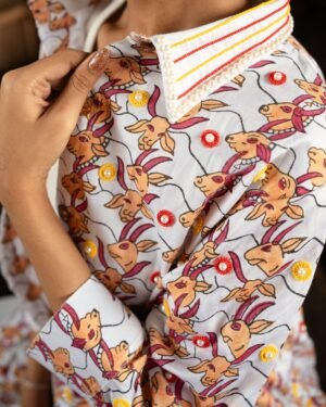 Red and Yellow Women's Cotton Shirt - Cow Motif - Image 4