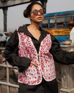 Floral Design Hand Block Printed Summer Reversible jacket 5
