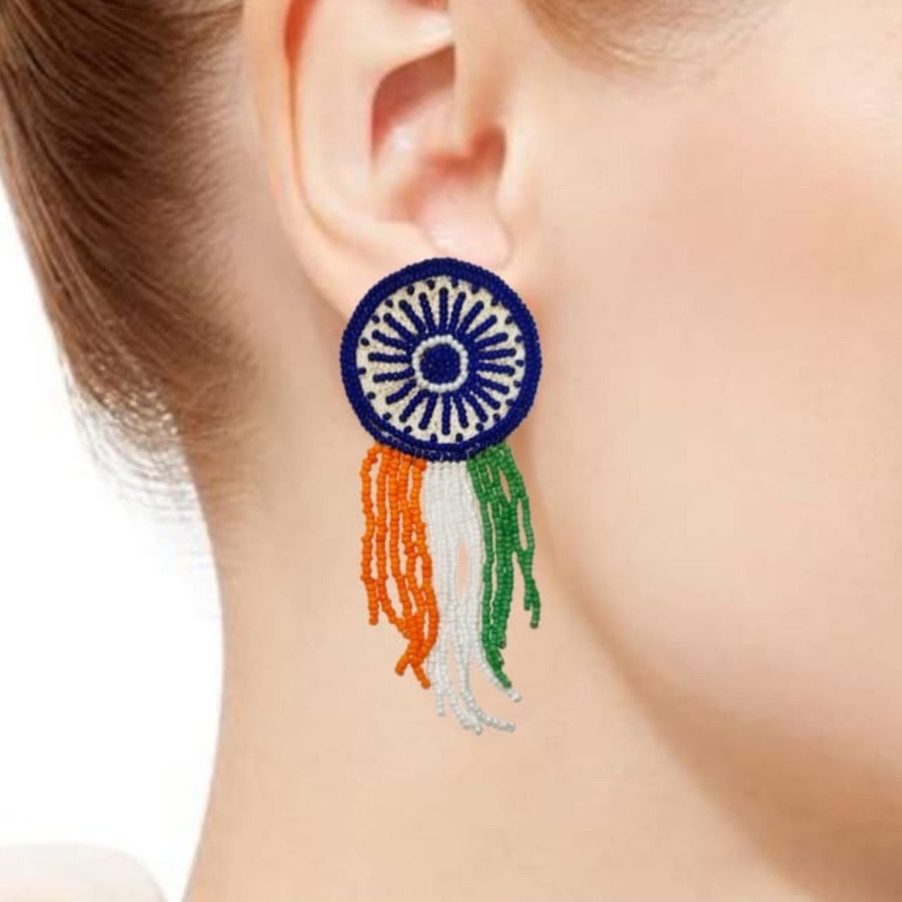 Tiranga Ashoka Chakra Earring - Image 3