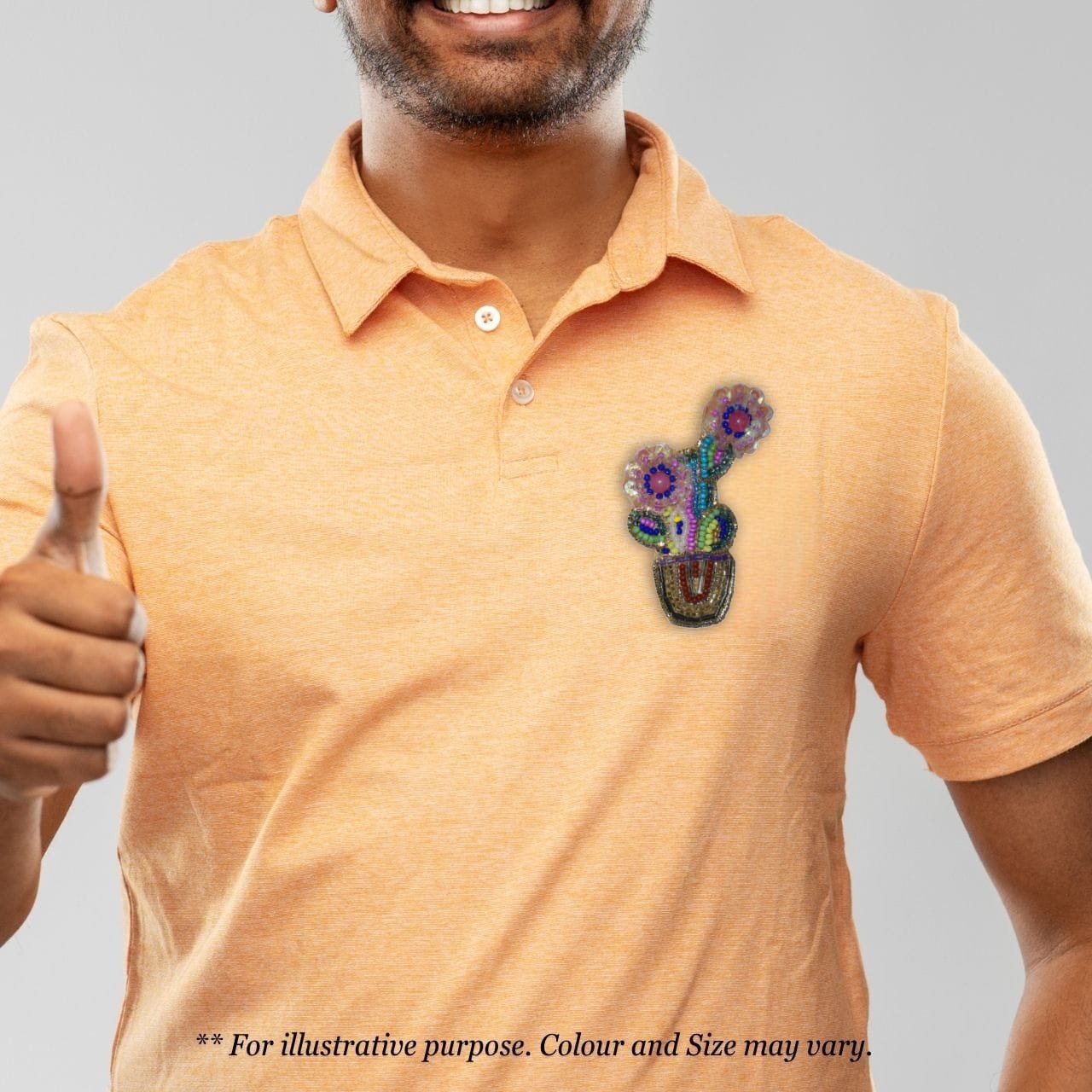 Cactus with Flowers Brooch Pin - Image 3